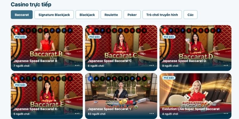 Người chơi có thể trải nghiệm các trò casino quen thuộc