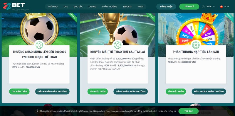 Khuyến mãi 22Bet mang đến những chương trình sự kiện thú vị