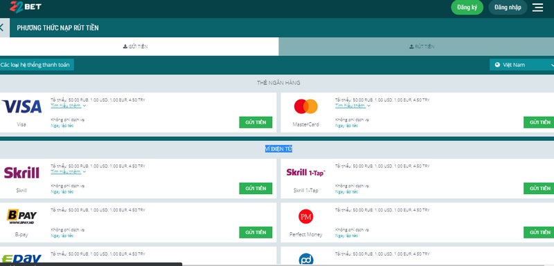 Có thể thực hiện giao dịch tại 22Bet qua nhiều kênh khác nhau