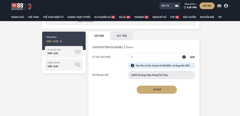 Nạp tiền M88 qua di động với thời gian nhanh chóng