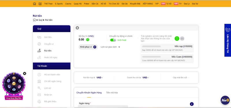 Rút tiền Aw8 nhanh chóng qua phương thức tiền mã hóa