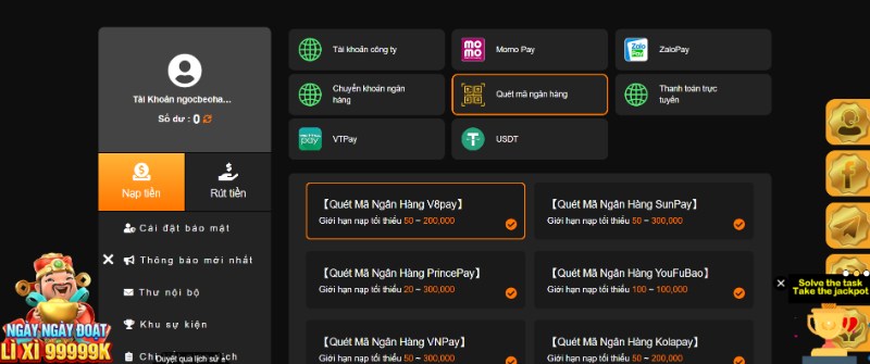 Nạp tiền bằng mã QR là phương thức đang được nhiều người chọn lựa