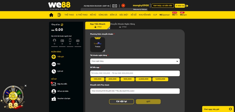 Cách nạp tiền We88 nhanh chóng và an toàn